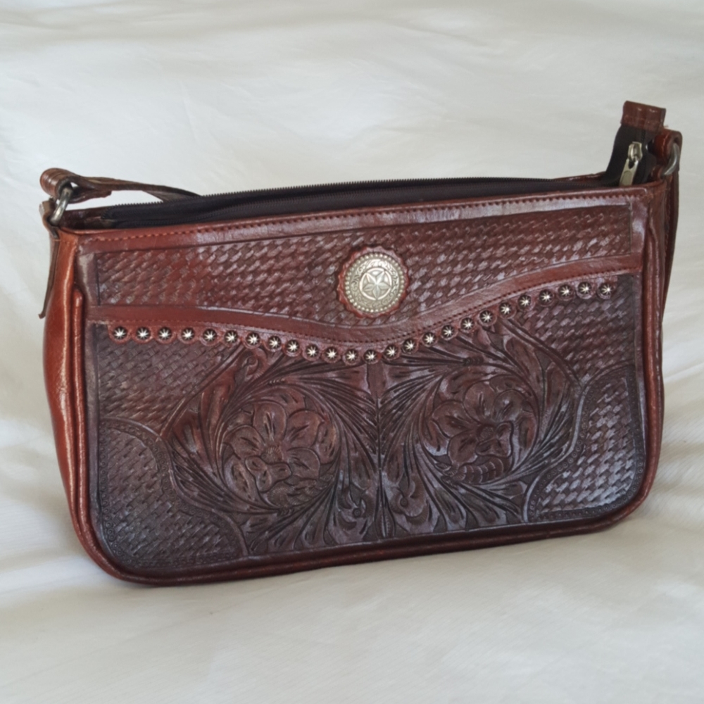 Hand tooled leather purse